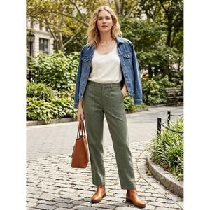 J.Crew Point Sur Olive Green Linen Blend Field Pants 14T Tall E9243 High Rise
